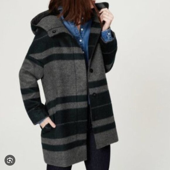 Ann Taylor Loft Striped Cocoon Coat - Picture 1 of 5